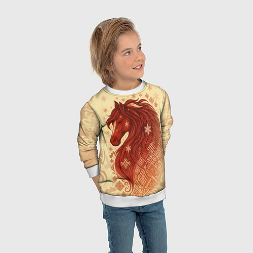 Детский свитшот Славянский конь / 3D-Белый – фото 3