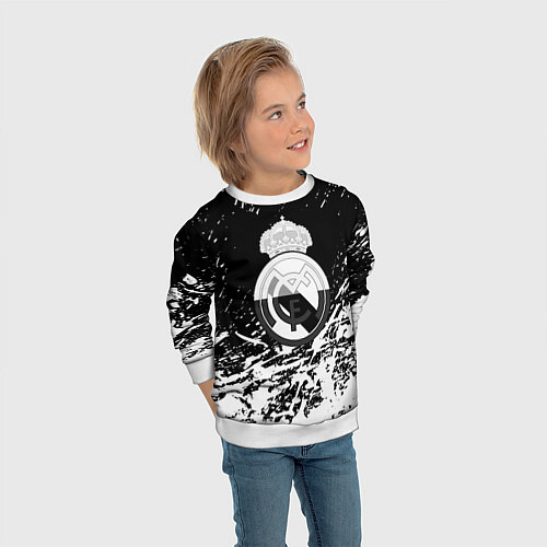 Детский свитшот Реал Мадрид краски текстура / 3D-Белый – фото 3