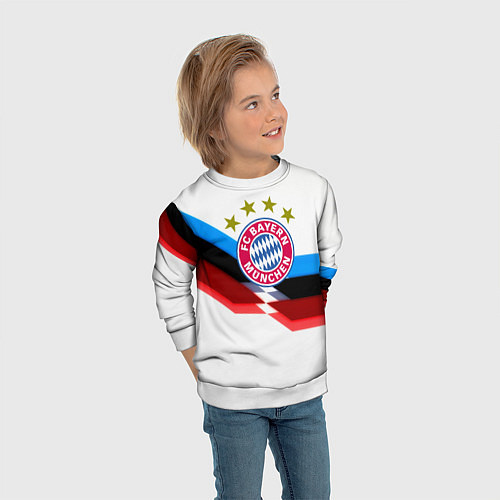 Детский свитшот Бавария Мюнхен геометрия спорт / 3D-Белый – фото 3