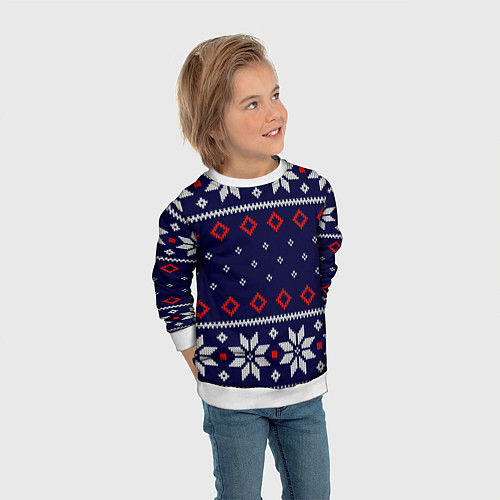 Детский свитшот Вязаный новогодний узор / 3D-Белый – фото 3