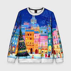 Детский свитшот Разноцветные новогодние домики