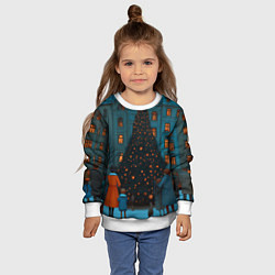 Свитшот детский Люди встречают новый год во дворе, цвет: 3D-белый — фото 2