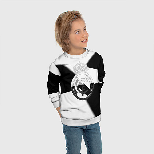 Детский свитшот Реал Мадрид геометрия полосы / 3D-Белый – фото 3