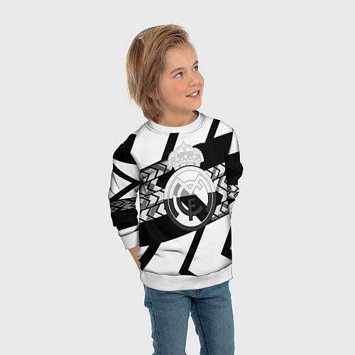 Детский свитшот Реал Мадрид краски полосы / 3D-Белый – фото 3