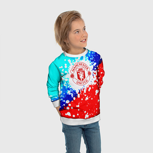 Детский свитшот Манчестер Юнайтед неон / 3D-Белый – фото 3