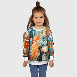 Свитшот детский Разноцветные новогодние домики, цвет: 3D-белый — фото 2