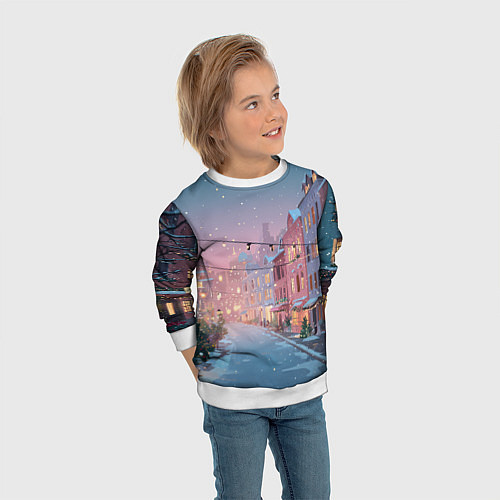 Детский свитшот Новогодняя улица / 3D-Белый – фото 3