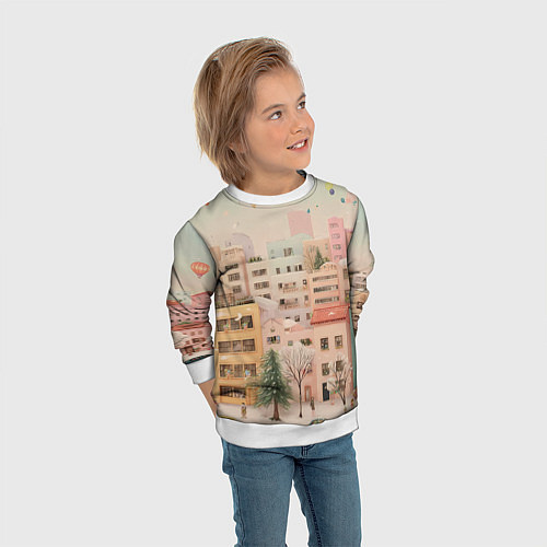 Детский свитшот Объемный новогодний город / 3D-Белый – фото 3