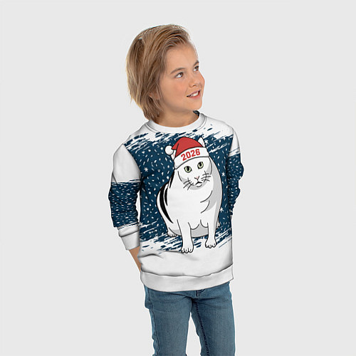 Детский свитшот Кот Бендер - 2026 / 3D-Белый – фото 3
