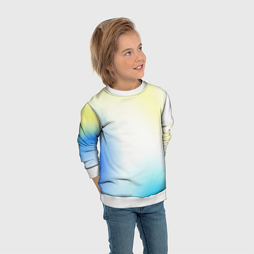 Детский свитшот Color yellow blue white / 3D-Белый – фото 3