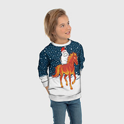 Свитшот детский Кот Бендер и огненный конь - 2026, цвет: 3D-белый — фото 2