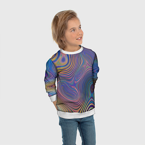 Детский свитшот Абстрактная рябь / 3D-Белый – фото 3