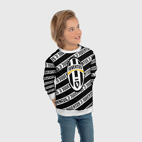 Детский свитшот Ювентус полосы линии спорт / 3D-Белый – фото 3
