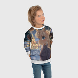 Свитшот детский Новогодняя анимешная лошадка, цвет: 3D-белый — фото 2