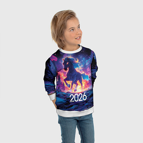 Детский свитшот 2026 Фэнтези лошадка / 3D-Белый – фото 3