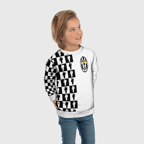 Детский свитшот Ювентус паттерн люди / 3D-Белый – фото 3