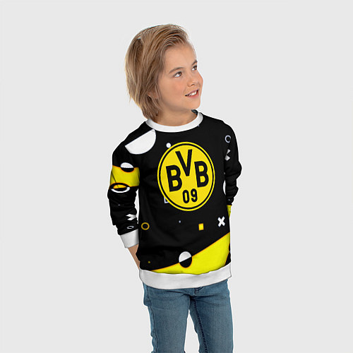 Детский свитшот Borussia геометрия текстура / 3D-Белый – фото 3