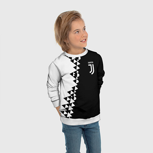 Детский свитшот Juventus черно белая геометрия текстура / 3D-Белый – фото 3