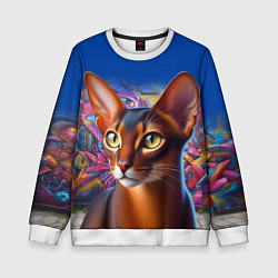 Детский свитшот Абиссинка на фоне стены с граффити