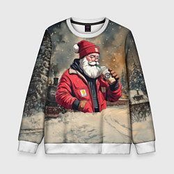 Свитшот детский Санта с капучино, цвет: 3D-белый