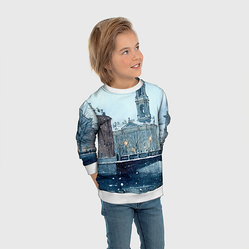 Детский свитшот Зимний Питер / 3D-Белый – фото 3