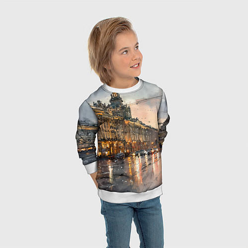 Детский свитшот Санкт-Петербург - мокрый снег / 3D-Белый – фото 3