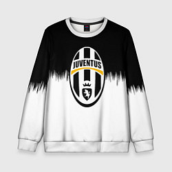 Свитшот детский Juventus черно белые краски текстура, цвет: 3D-белый