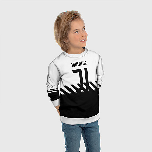 Детский свитшот Ювентус полосы геометрия линии / 3D-Белый – фото 3