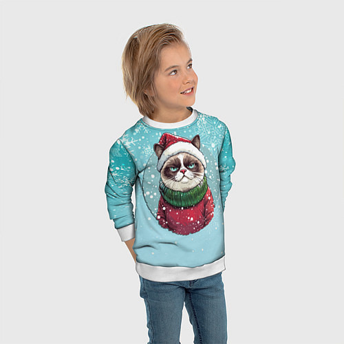 Детский свитшот Новогодний мурлыка / 3D-Белый – фото 3