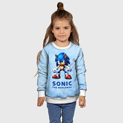 Свитшот детский Sonic - синий ёж, цвет: 3D-белый — фото 2