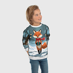 Свитшот детский Лисичка с подарком зимой, цвет: 3D-белый — фото 2