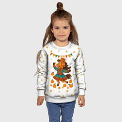 Свитшот детский Якутская лошадь празднует Новый год, цвет: 3D-белый — фото 2