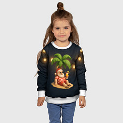 Свитшот детский Санта чиллит под пальмой, цвет: 3D-белый — фото 2
