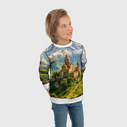 Свитшот детский Храм у подножия вечных вершин, цвет: 3D-белый — фото 2