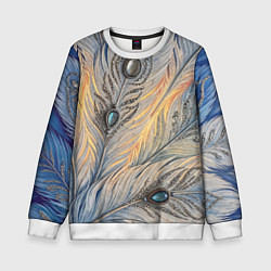 Детский свитшот Синие перья с самоцветами