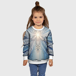 Свитшот детский Ледяной перьевой орнамент со светом, цвет: 3D-белый — фото 2