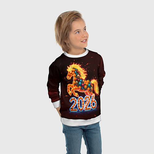 Детский свитшот Праздничная лошадь / 3D-Белый – фото 3