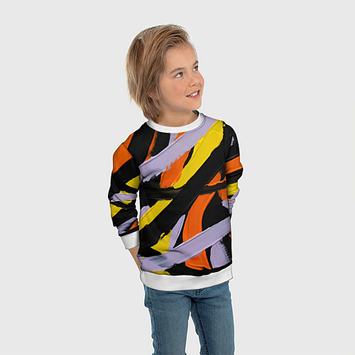 Детский свитшот Полоски краски абстракция / 3D-Белый – фото 3