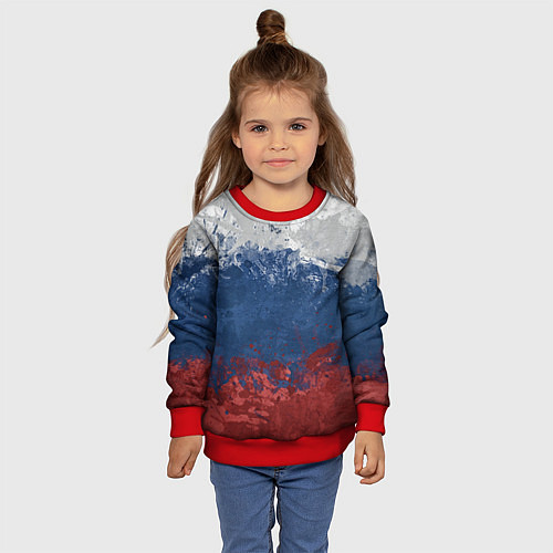 Детский свитшот Флаг России / 3D-Красный – фото 4