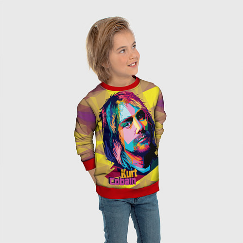 Детский свитшот Kurt Cobain: Abstraction / 3D-Красный – фото 3