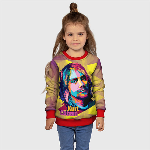 Детский свитшот Kurt Cobain: Abstraction / 3D-Красный – фото 4