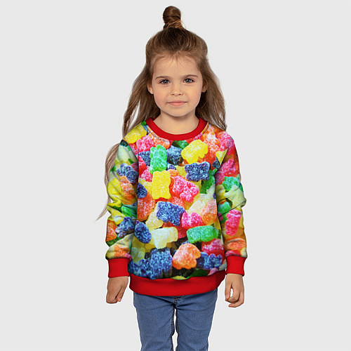 Детский свитшот Мармеладные мишки / 3D-Красный – фото 4