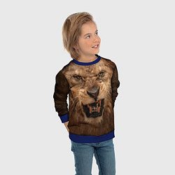 Свитшот детский Взгляд льва, цвет: 3D-синий — фото 2