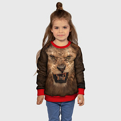 Свитшот детский Взгляд льва, цвет: 3D-красный — фото 2