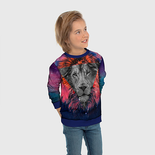 Детский свитшот Космический лев / 3D-Синий – фото 3