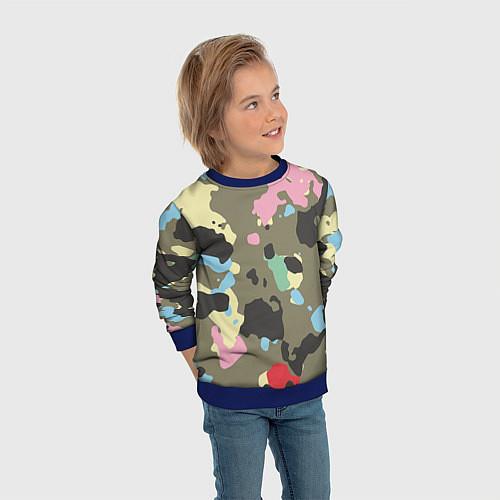 Детский свитшот Камуфляж: микс цветов / 3D-Синий – фото 3
