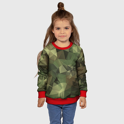 Детский свитшот Полигональный камуфляж / 3D-Красный – фото 4