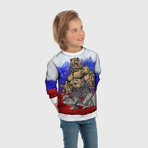Детский свитшот Русский медведь / 3D-Белый – фото 3