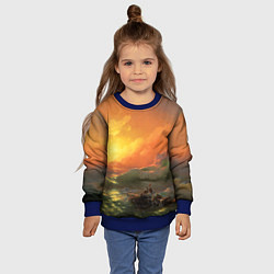 Свитшот детский Айвазовский - 9 Вал, цвет: 3D-синий — фото 2