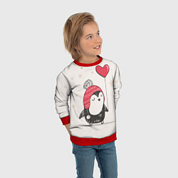 Свитшот детский Влюбленный пингвин, цвет: 3D-красный — фото 2